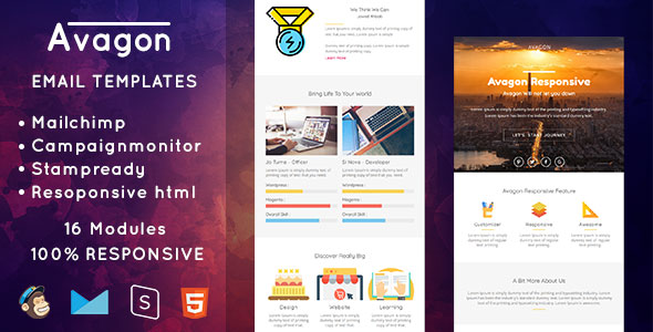 Avagon – 响应式电子邮件HTML5模板-爱极客