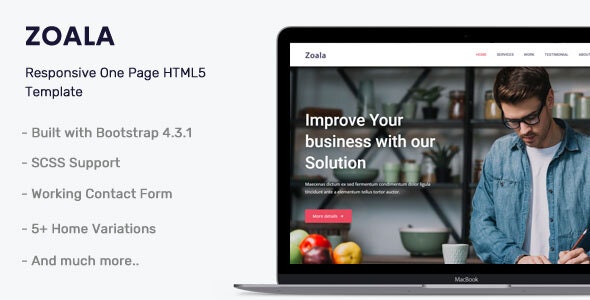 Zoala – 简约创意单页网站HTML5模板-爱极客