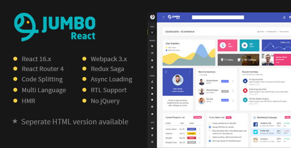 React v1.6 – 响应式 BootStrap 4管理模板-爱极客