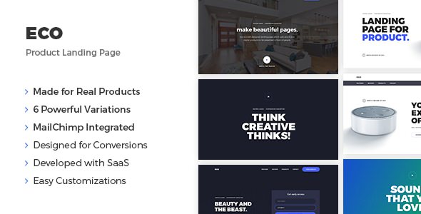 Eco – 产品着陆页HTML模板-爱极客