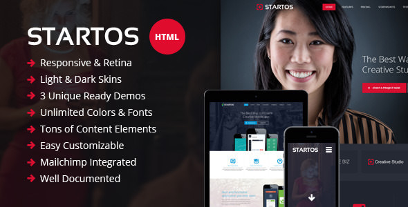 Startos – Responsive HTML5 Landing Page-爱极客