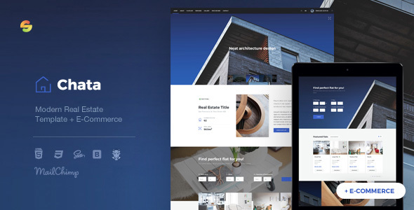 Chata – 房地产/建筑/电子商务HTML模板-爱极客