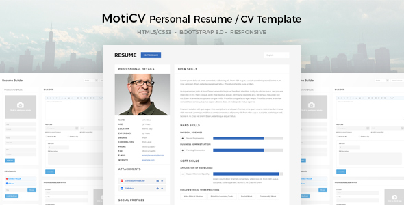 MotiCV – 个人简历HTML5模板-爱极客