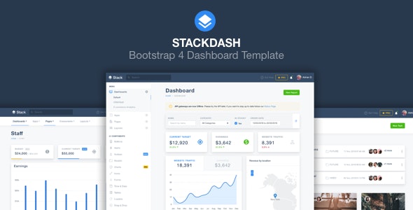 StackDash – Bootstrap 4 响应式后台管理模板 – v1.3.0-爱极客