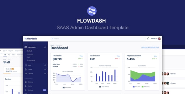 FlowDash – SAAS管理员仪表板后台模板 – v1.1.0-爱极客