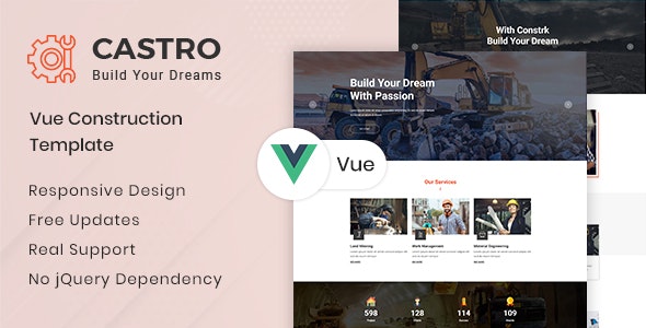 Castro – Vue JS 框架网站模板 – v1.0-爱极客