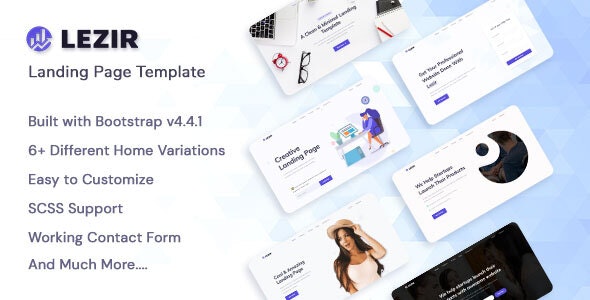 Lezir – 着陆页HTML网站模板 – v1.0-爱极客