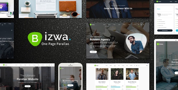Bizwa – 极简单页视差网站HTML5模板-爱极客