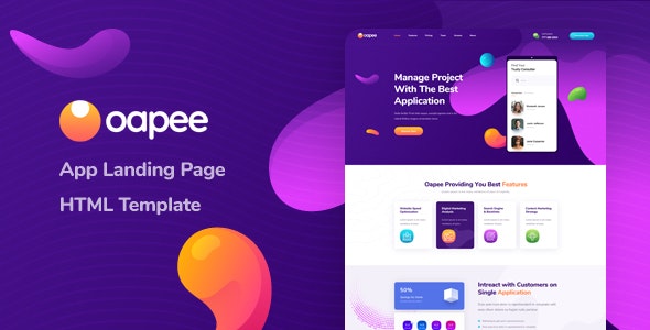 Oapee – App 应用着陆页网站HTML模板-爱极客