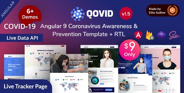 Qovid – COVID-19医疗预防冠状病毒Angular 9网站模板 – v1.5-爱极客