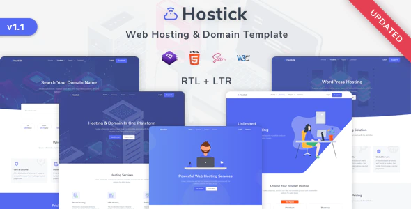 Hostick – Web主机服务器域名网站HTML5模板-爱极客