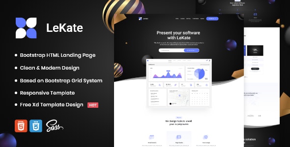 LeKate – Saas 应用程序软件网站HTML5模板-爱极客