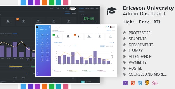 ERICSSON – 适用学校学院后台管理控制台HTML模板-爱极客