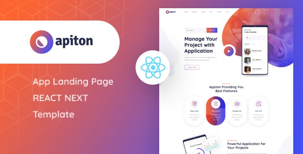 Apiton – React Next App 应用程序着陆页模板-爱极客