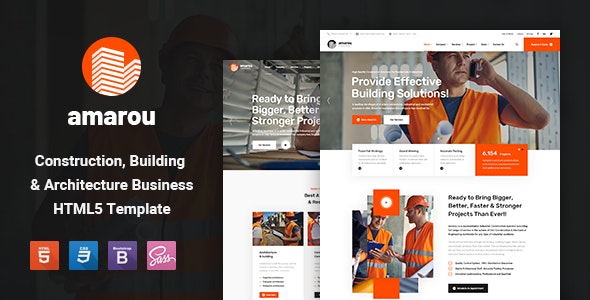 Amarou – 建筑工程装修安装公司HTML5模板-爱极客