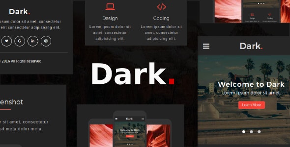 Dark – 多用途移动设备手机版网站HTML5模板-爱极客