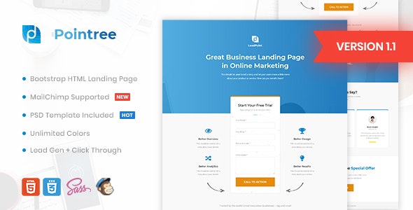 Pointree – 企业商务网站HTML着陆页模板-爱极客
