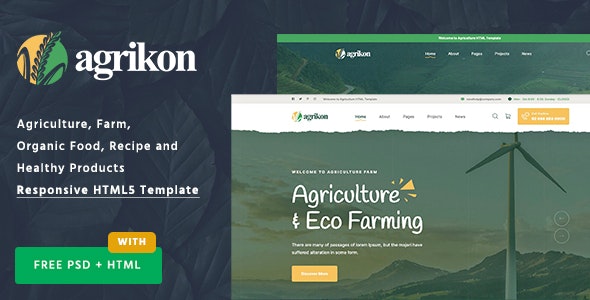 Agrikon – 农业农场有机食品畜牧业HTML模板-爱极客