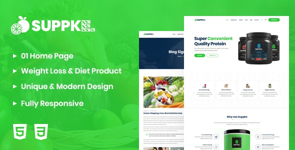 Suppke – 保健品营养品网站着陆页HTML5模板-爱极客