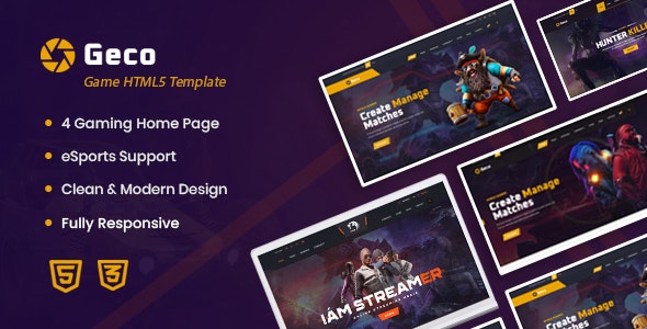 Geco – 电子竞技游戏网站HTML5模板-爱极客