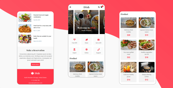 Dish – 咖啡馆餐厅移动手机版HTML5模板-爱极客