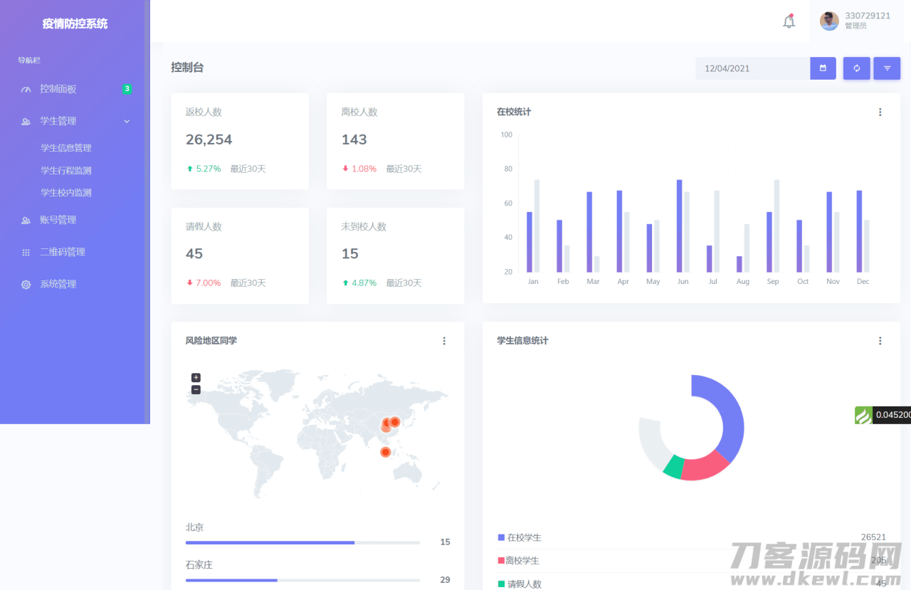 2021-12-08thinkphp校园疫情防控进出登记管理系统源码-爱极客