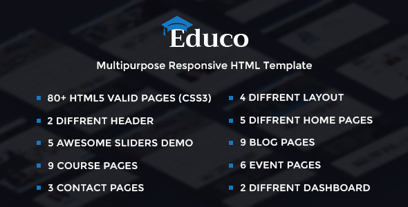 Educo – 电子教学Bootstrap Html模板 – v3.0.0-爱极客