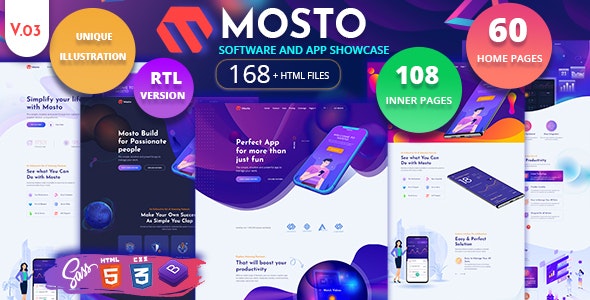 Mosto – app 应用程序着陆页HTML5模板 – v4.3-爱极客