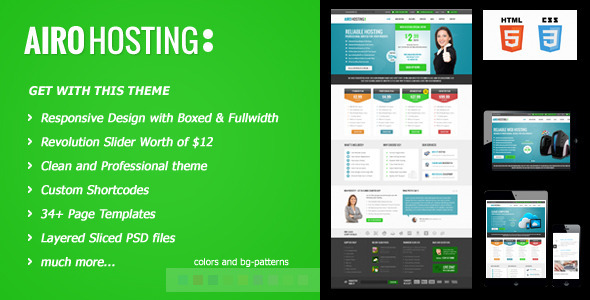 Airo Hosting – 自适应域名主机HTML5静态网站模板-爱极客