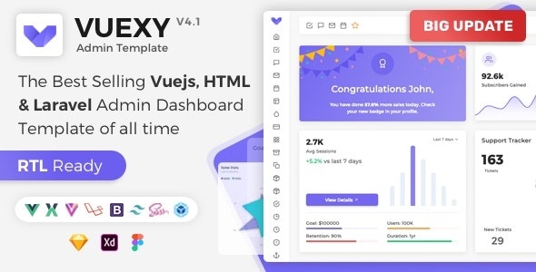 Vuexy – Vuejs/Laravel/React 后台管理仪表板HTML模板 – v9.6.1-爱极客